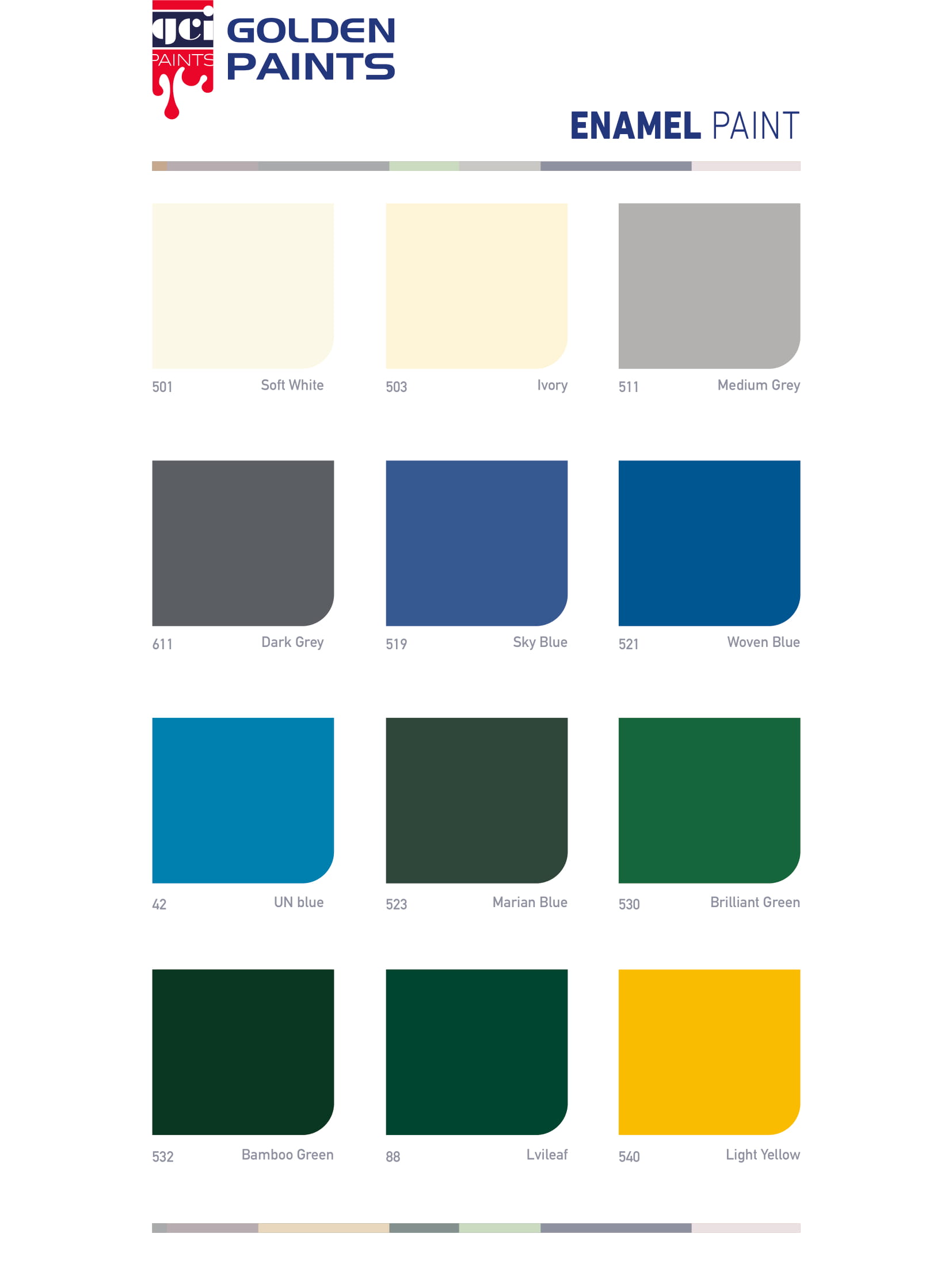 Golden Paints Color Chart